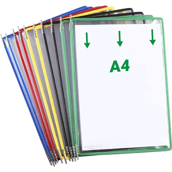 Assorted Color A4 Size Display Pockets, PK10